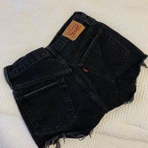 Levi’s black distressed 501 shorts